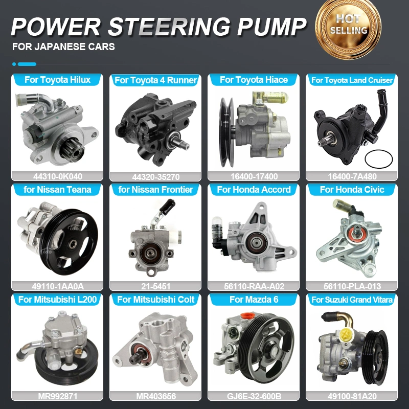 Auto Parts Power Steering Pump for Toyota Hilux Camry Honda Nissan Mitsubishi Lexus Mazda Japanese Cars